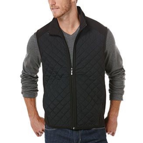 Perry Ellis Mens Quilted Zip-Front Vest